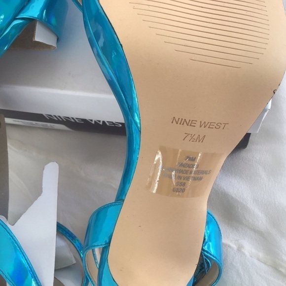 Nine West Zadie 3 blue Metallic Ankle Strap Heels. NWB. Size 7.5 - Picture 5 of 6